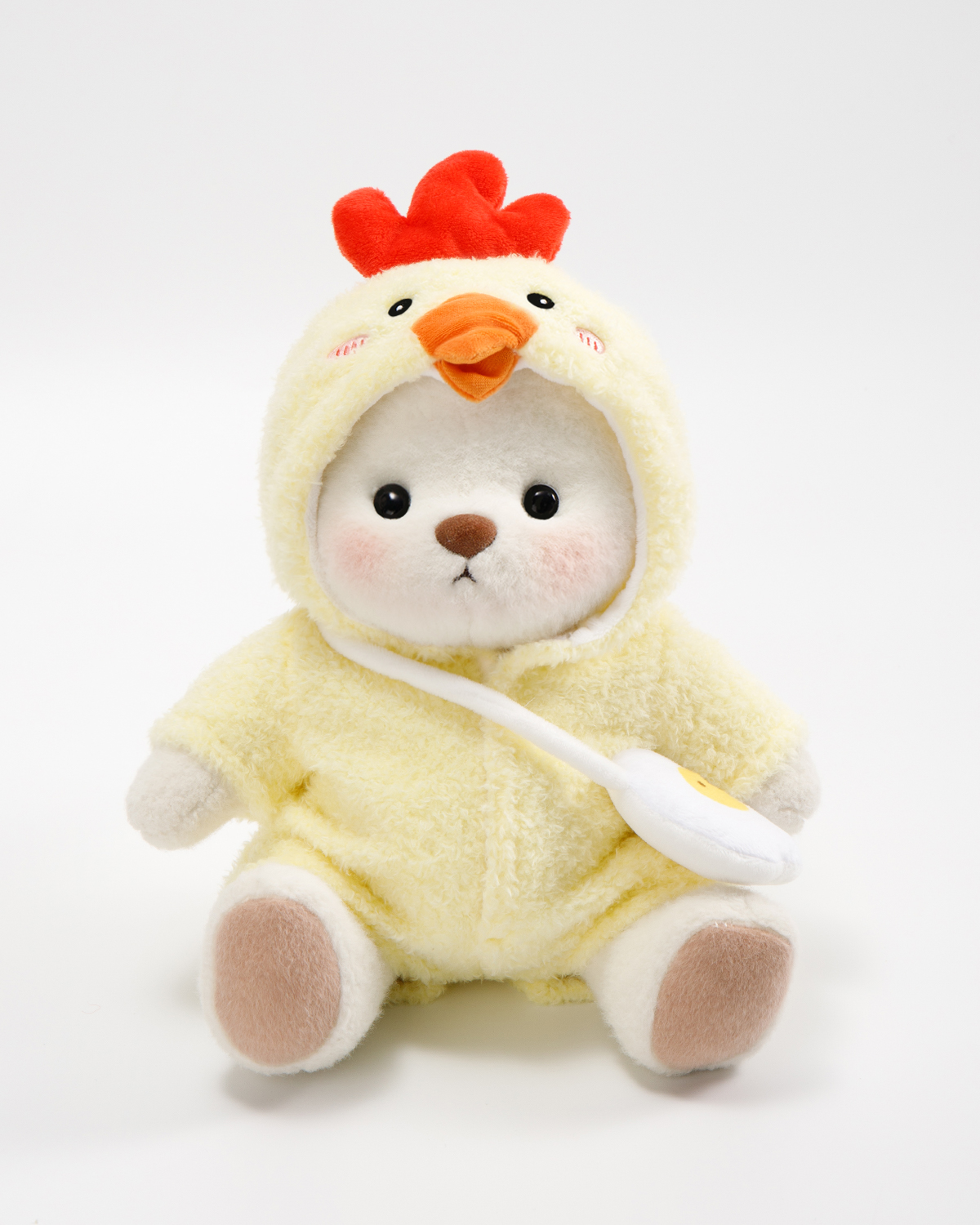 Getahug Easter Yellow Chick White Teddy Bear | Handmade Jointed Stuffed Animal Gift