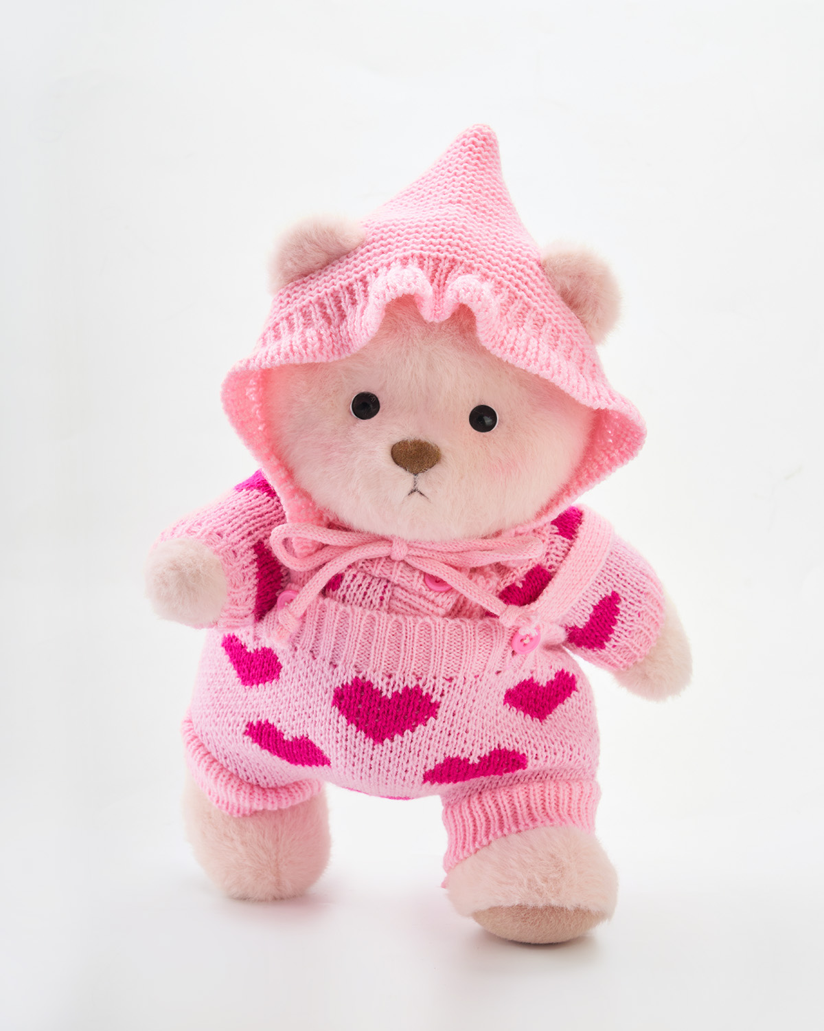 Getahug Love Heart Sweater Pink Bear | Handmade Jointed Teddy Bear Gift