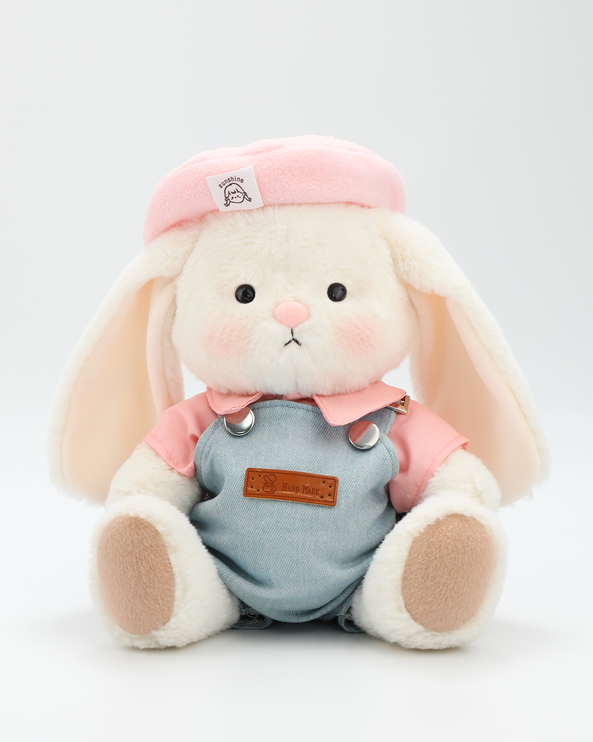 Getahug Pink Beanie Overalls Bunny | Handmade Jointed Stuffed Animal Gift