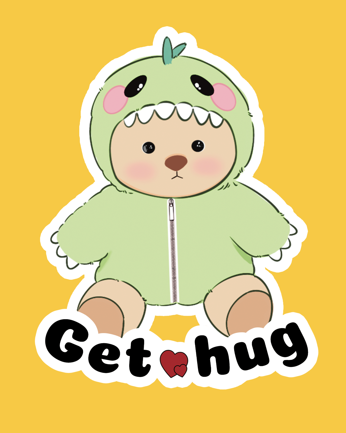 Green Dino Teddy Bear Sticker