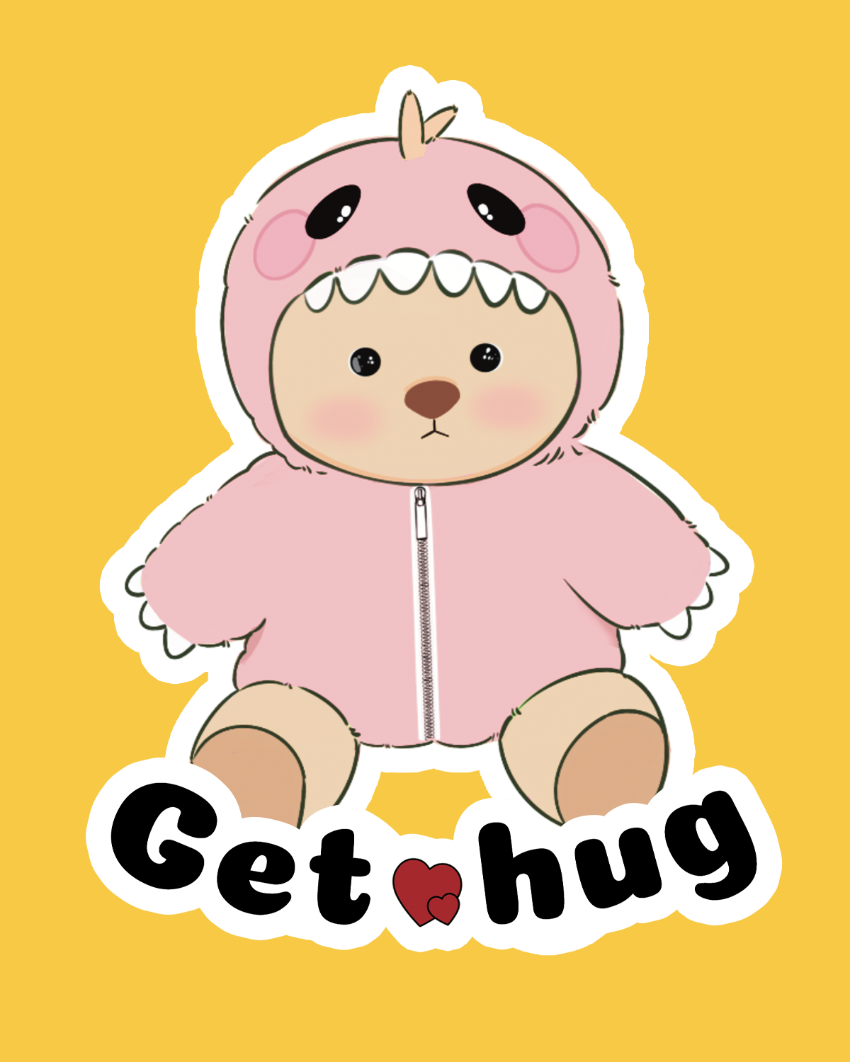 Pink Dino Teddy Bear Sticker