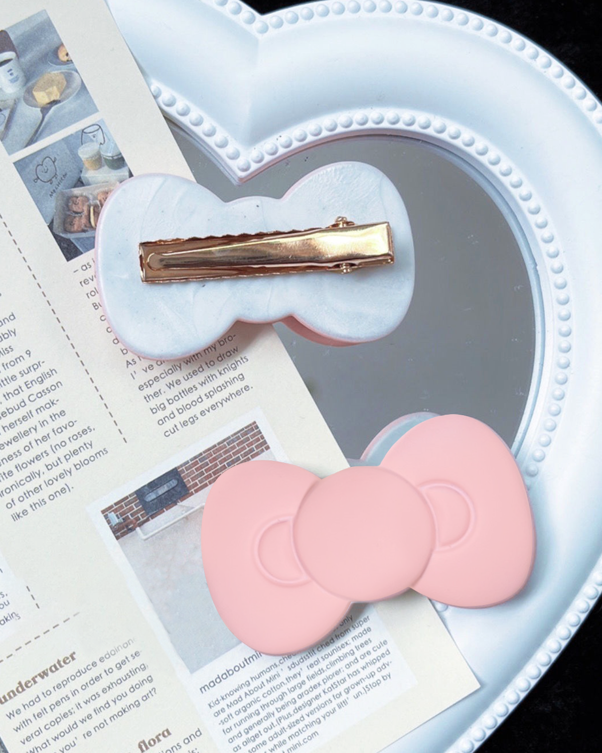 Pink Frosted Bow Hairpin | Suitable for 12 Inches Stuffed Animals