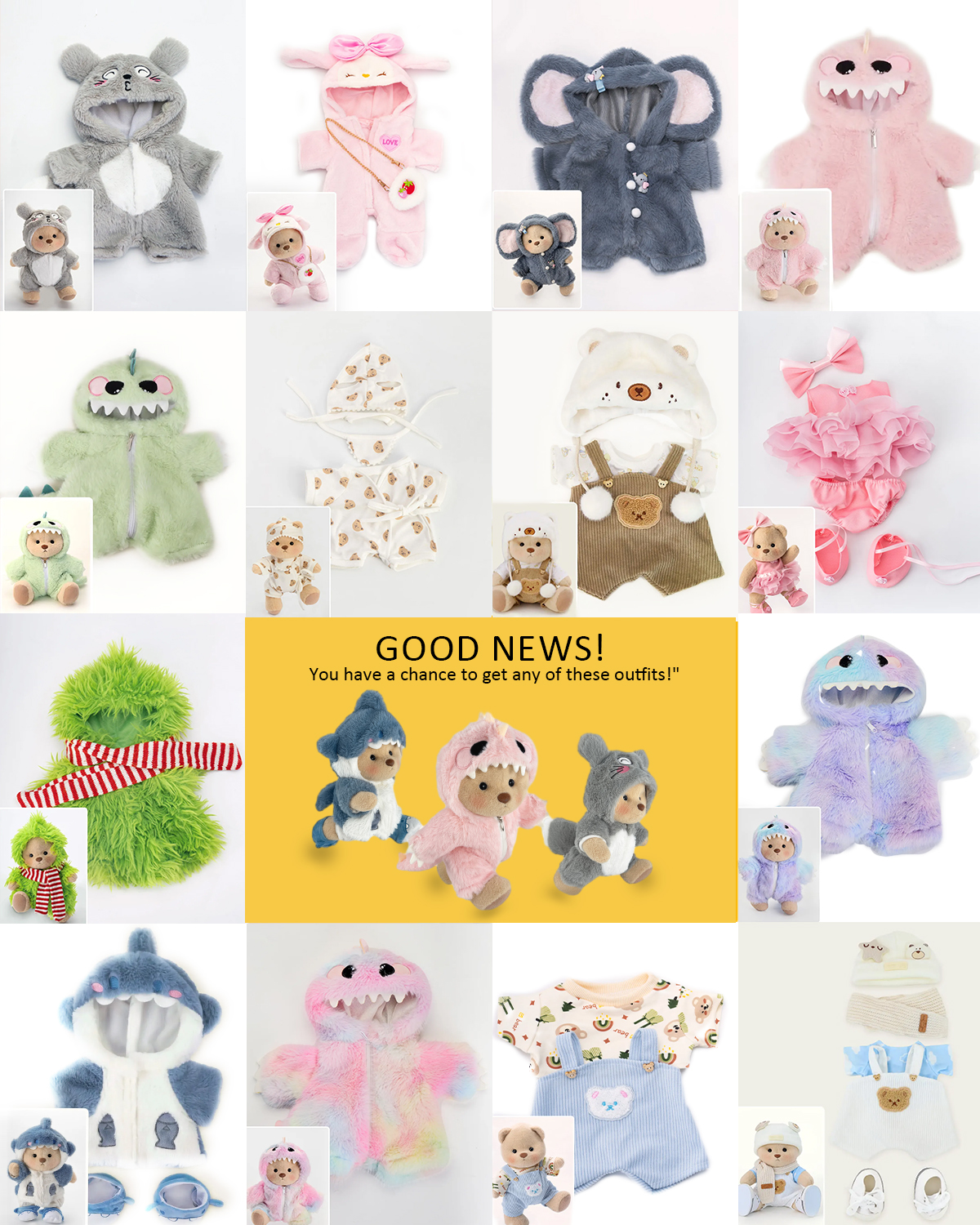 🎁Surprise Outfit Mystery Box | Getahug 12 Inches Teddy Bear Clothes