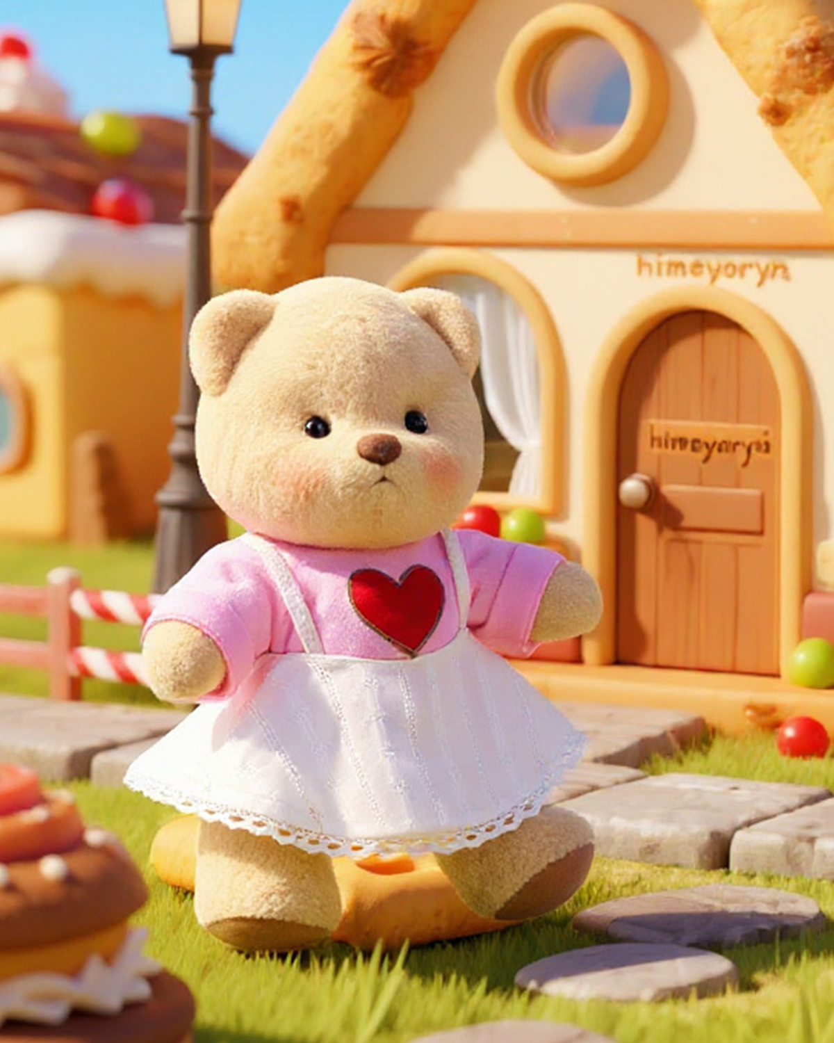 Getahug Love White Overalls Skirt Bear | Valentine's Day Handmade Jointed Teddy Bear Gift