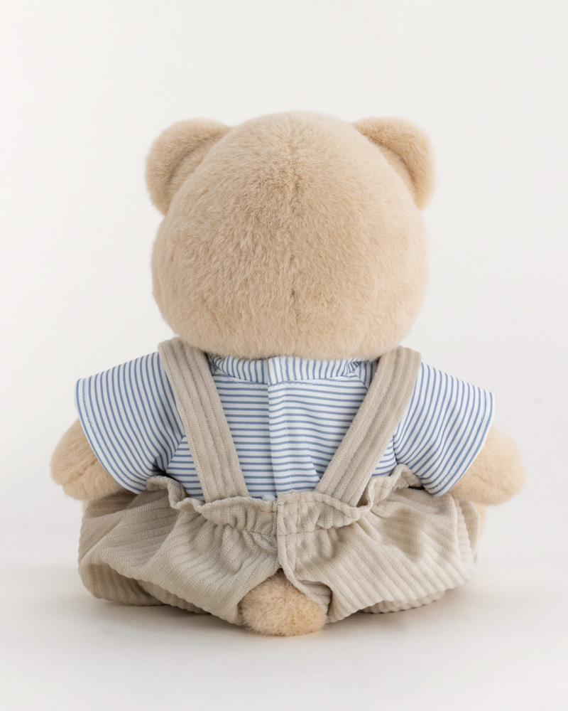 Getahug Striped Top Khaki Overalls Bear | Handmade Jointed