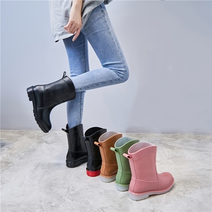 Women's Platform Mid Calf Rain Boots