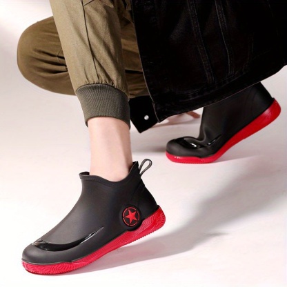Fashionable Adult Short Rain Boots, Waterproof Unisex Ankle Shoes, Anti-Slip Durable Rubber Footwear, Stylish Kitchen Water Boots For Men And Women