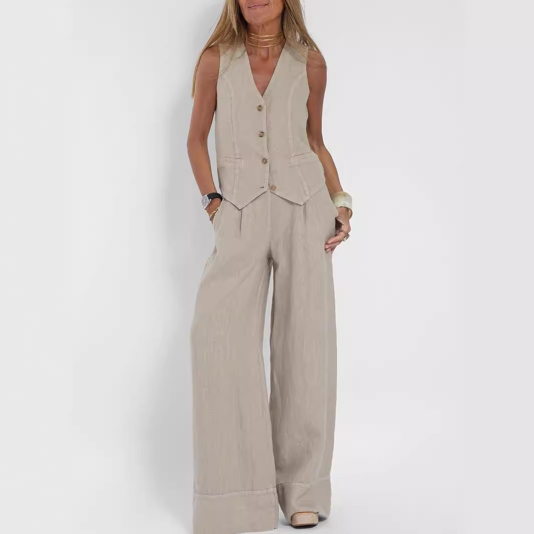 Vest and Wide-Leg Pants Set