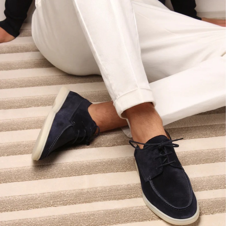 Suede Loafers with Laces for Men