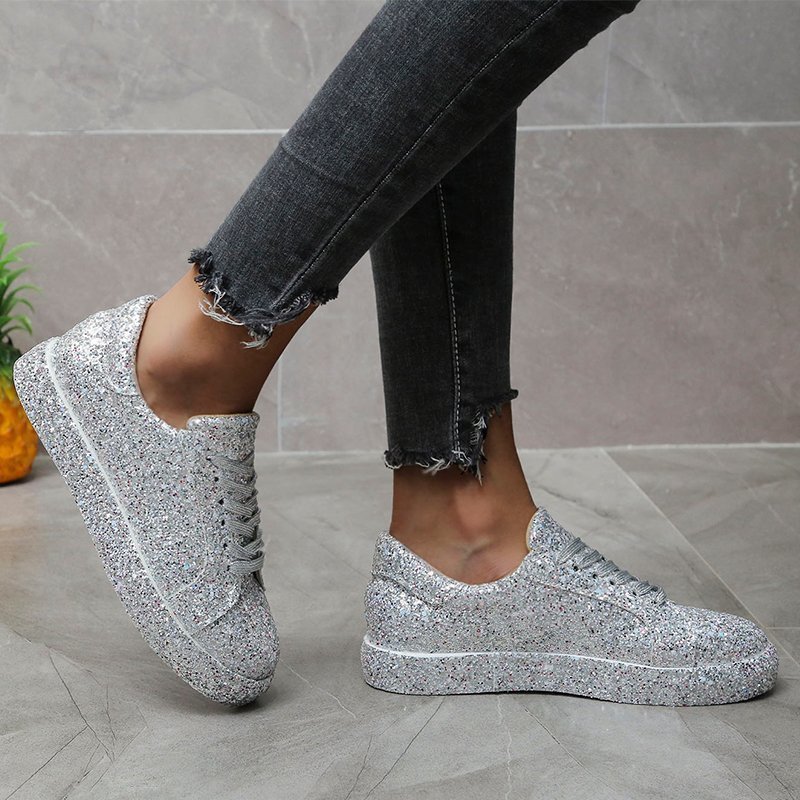 Fashion Glitter Rhinestone Sneakers Women's Shiny Casual Shoes