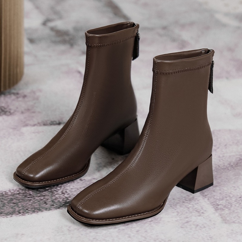Women's Fashionable Cowboy Brown Boots For Autumn