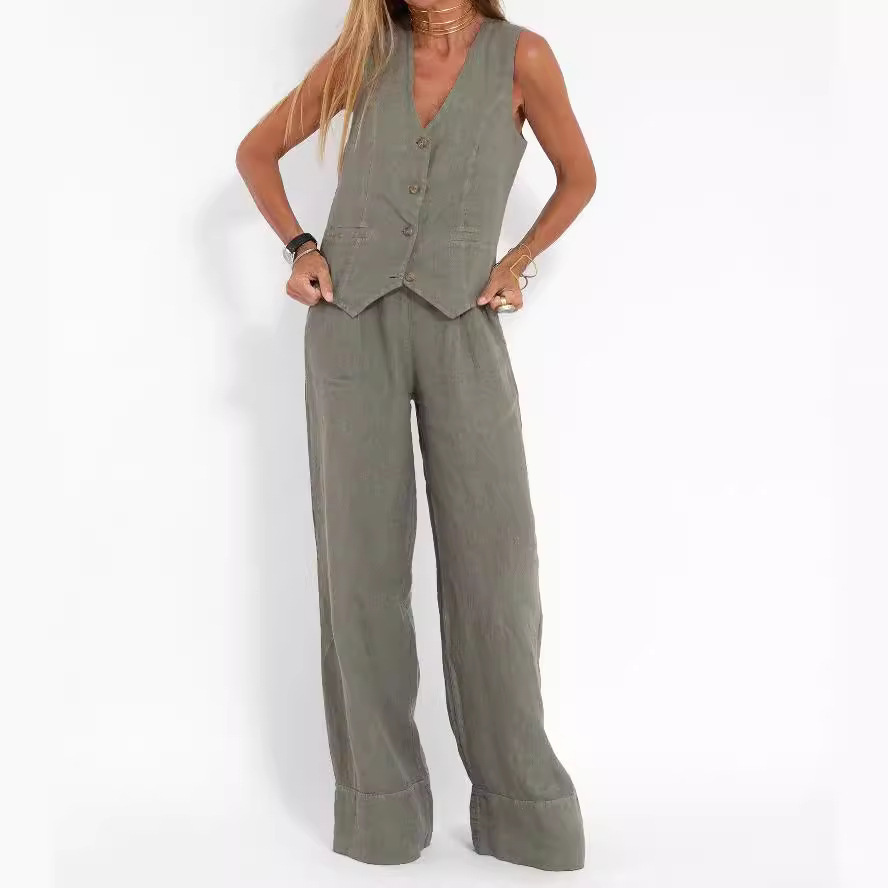 Vest and Wide-Leg Pants Set