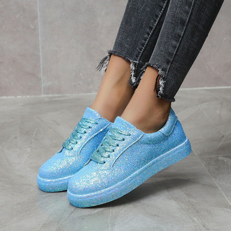 Fashion Glitter Rhinestone Sneakers Women's Shiny Casual Shoes