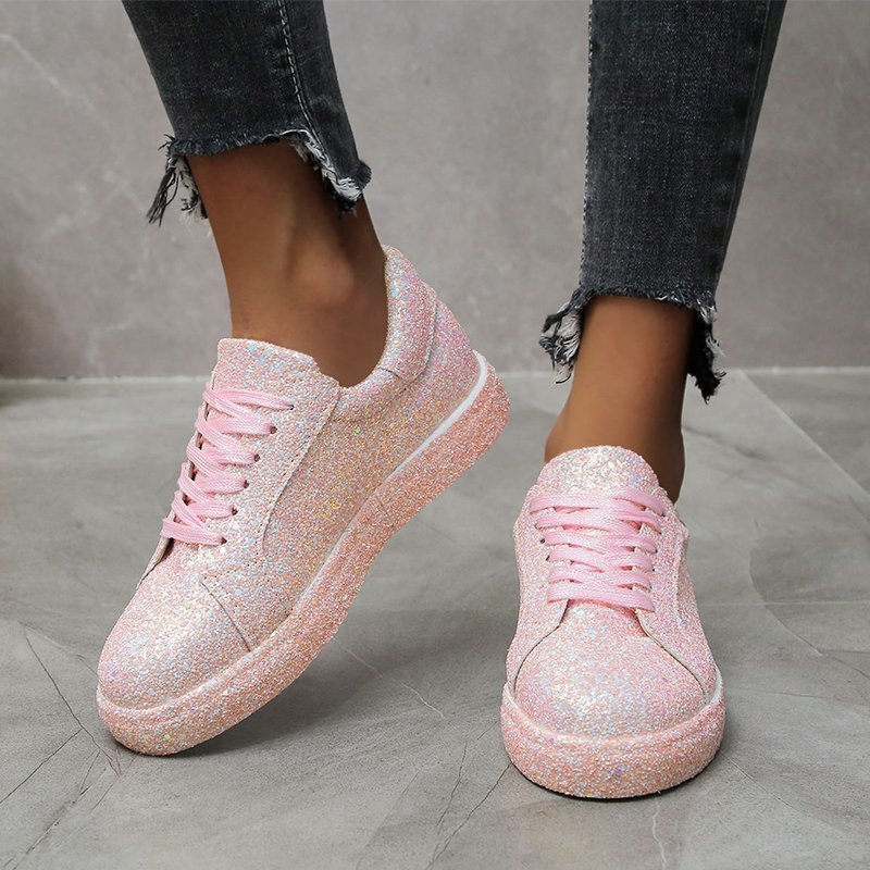 Fashion Glitter Rhinestone Sneakers Women's Shiny Casual Shoes
