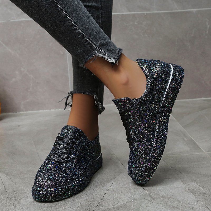 Fashion Glitter Rhinestone Sneakers Women's Shiny Casual Shoes