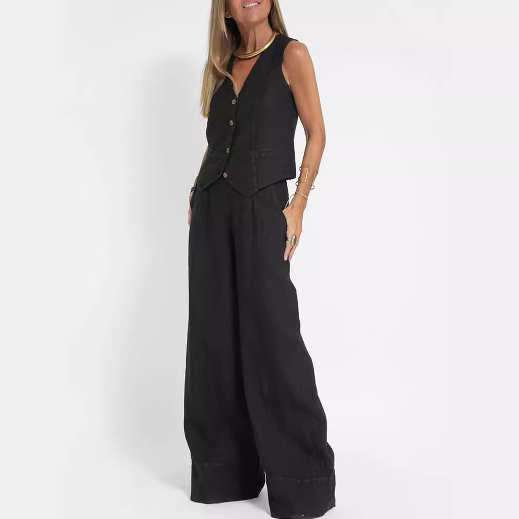 Vest and Wide-Leg Pants Set