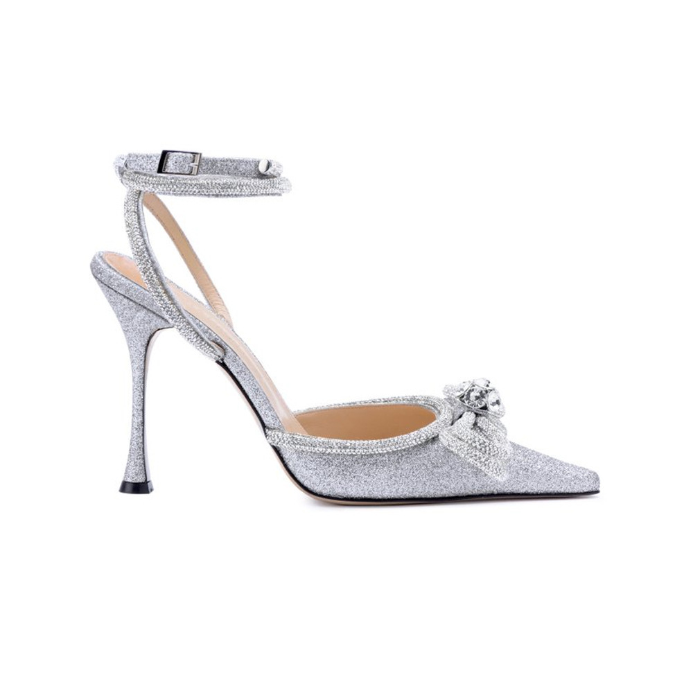 Rhinestone Bow High Heels Sandals