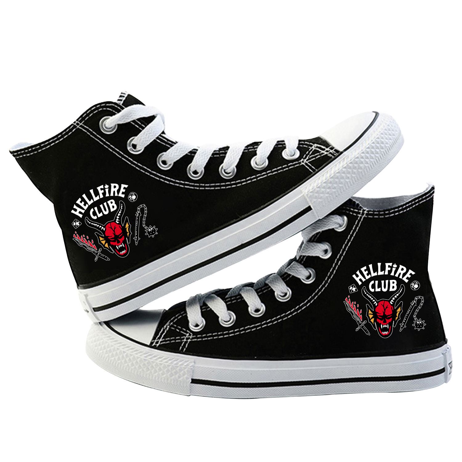 Hellfire Club High Top Sneakers Canvas Shoes Stranger Things