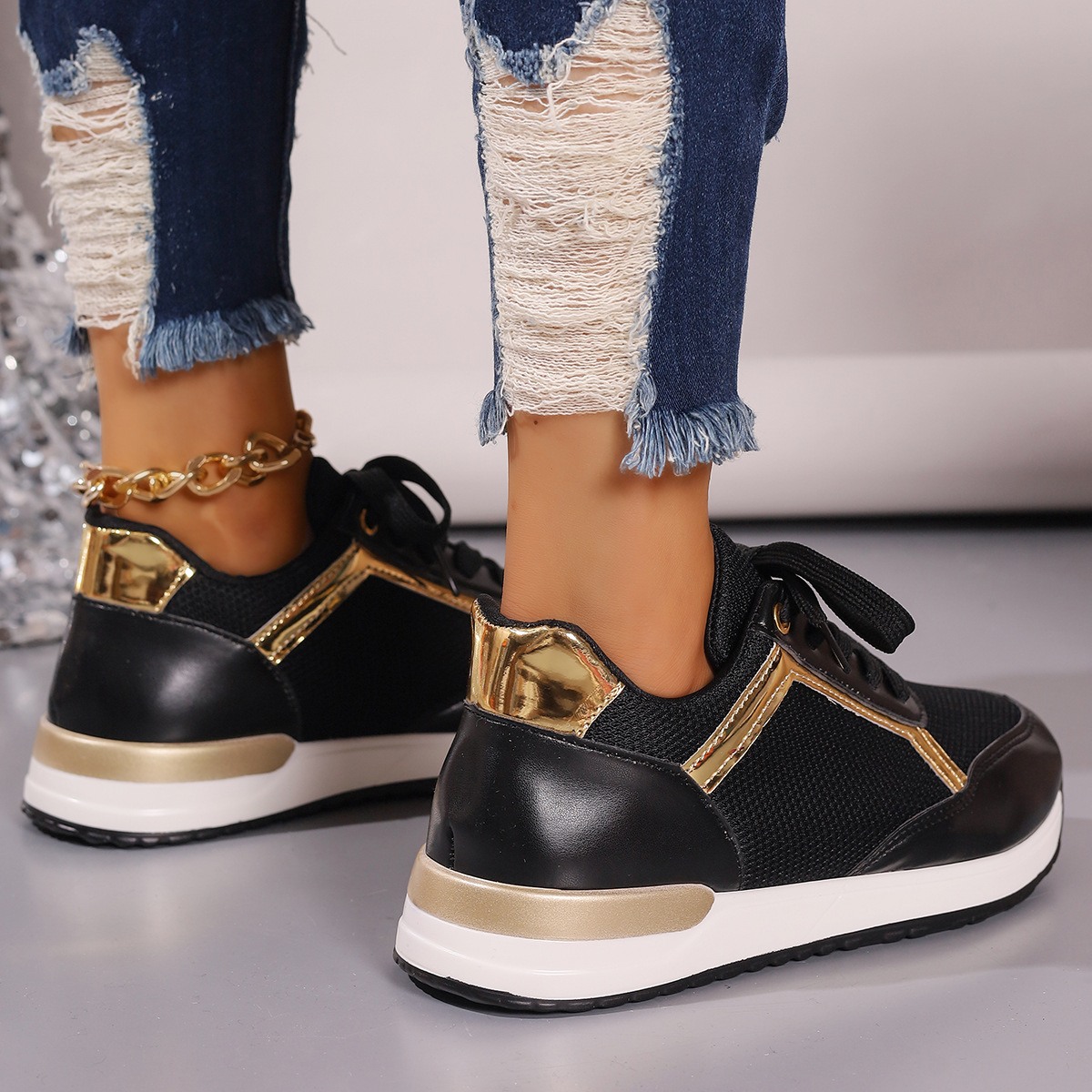 Women Orthopedic Shoes Bling Wedge Sneakers