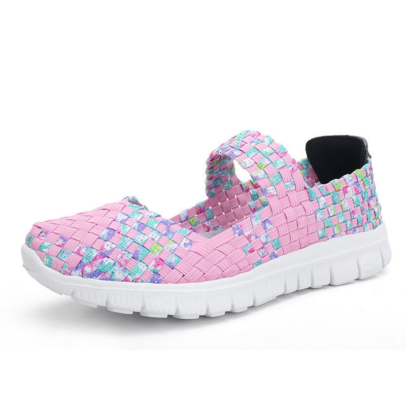 Breathable Elastic Band Woven Light Flat Shoes