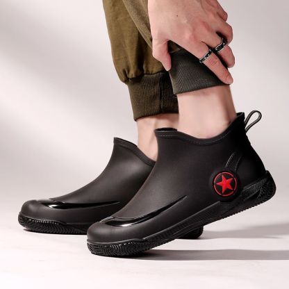 Fashionable Adult Short Rain Boots, Waterproof Unisex Ankle Shoes, Anti-Slip Durable Rubber Footwear, Stylish Kitchen Water Boots For Men And Women