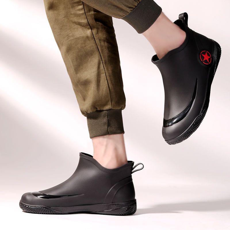 Fashionable Adult Short Rain Boots, Waterproof Unisex Ankle Shoes, Anti-Slip Durable Rubber Footwear, Stylish Kitchen Water Boots For Men And Women