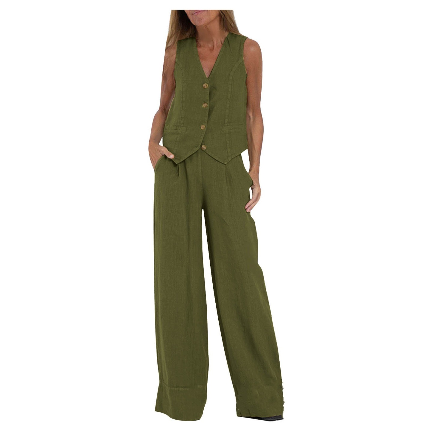 Vest and Wide-Leg Pants Set