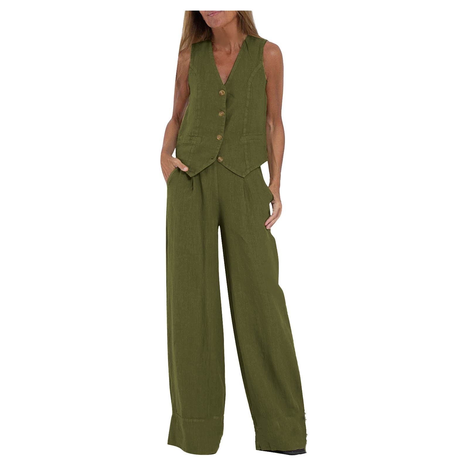 Vest and Wide-Leg Pants Set