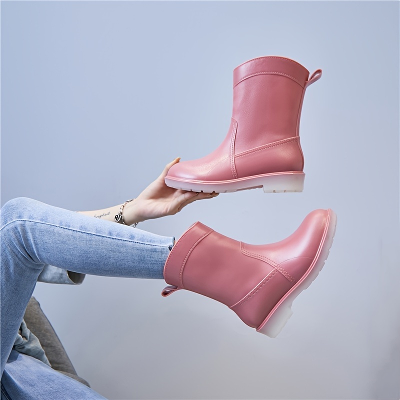Women's Platform Mid Calf Rain Boots