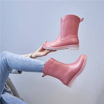 Women's Platform Mid Calf Rain Boots