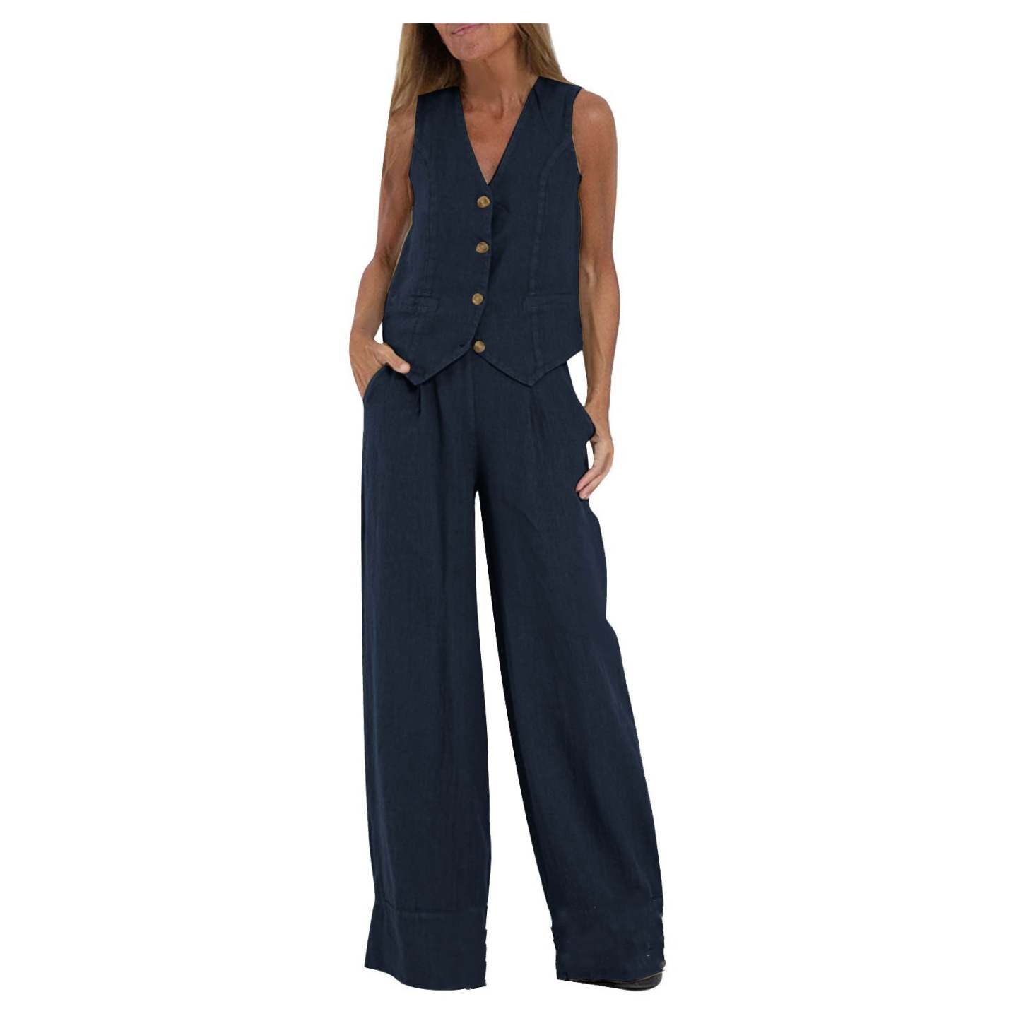 Vest and Wide-Leg Pants Set