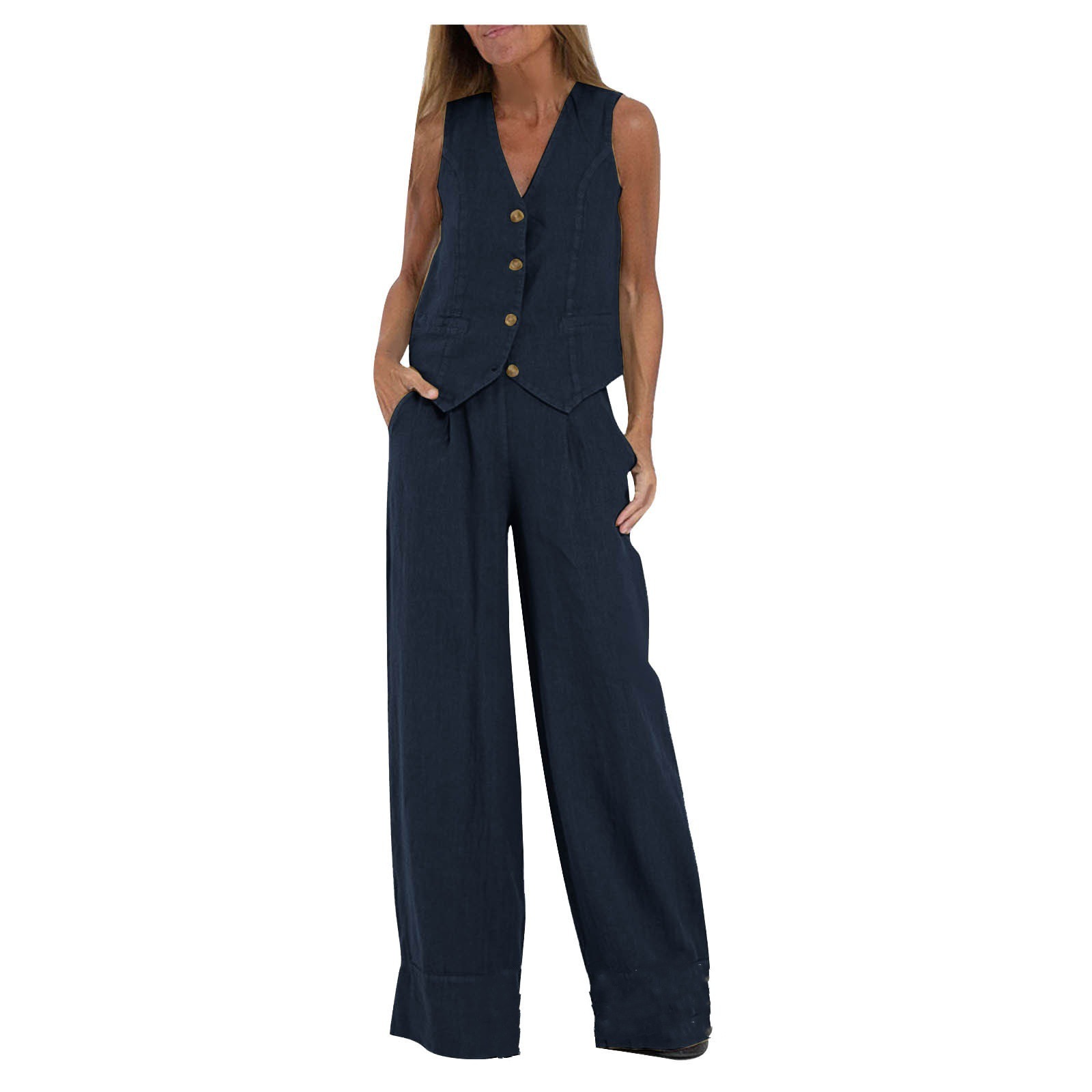 Vest and Wide-Leg Pants Set