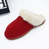 Women's Color Non-slip Winter Warm Slippers Indoor Warm Slippers Ladies Leather Slippers Couple Home Short Plush Flat Shoes