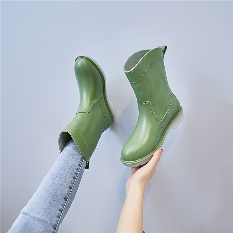 Women's Platform Mid Calf Rain Boots