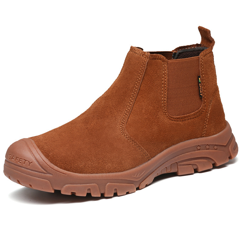 Anti-smashing Men Work Ankle Boots Suede Steel Toe Orthopedic Shoes