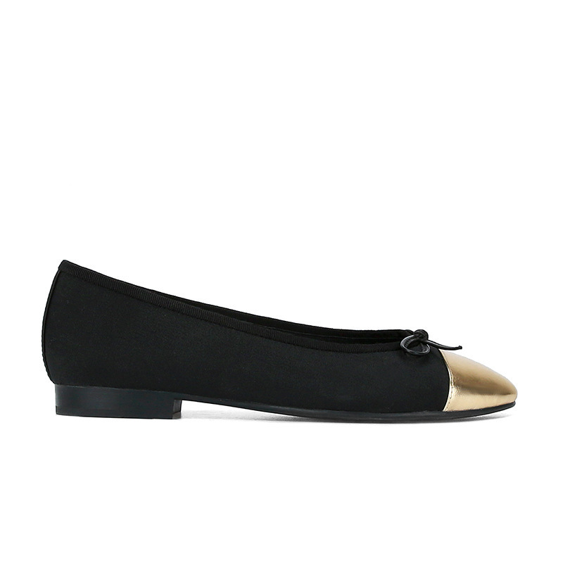 Comfortable Round Cap Toe Leather Ballet Flat
