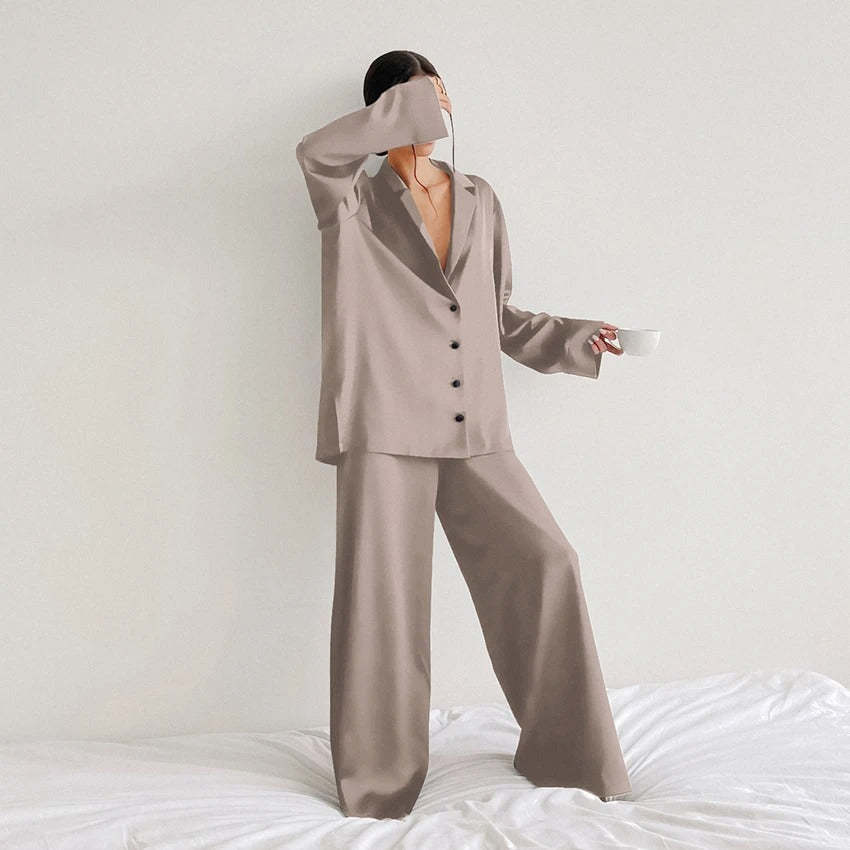 Silky Elegance OverSized Pajama Set