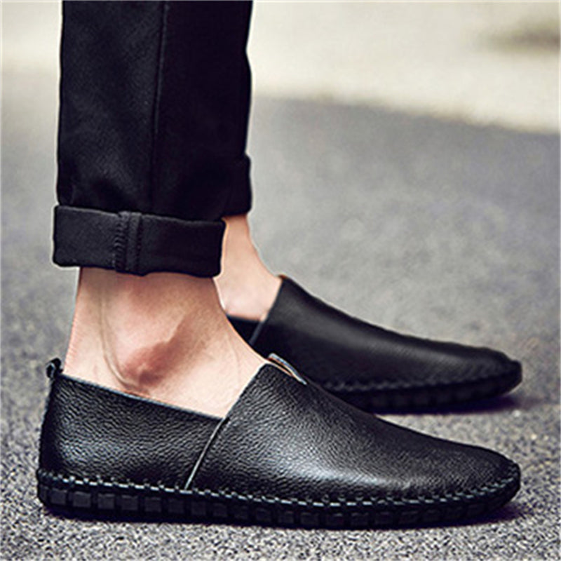 Grounding Men's Simple Pure Color Stitches Breathable Leather Barefoot Shoes