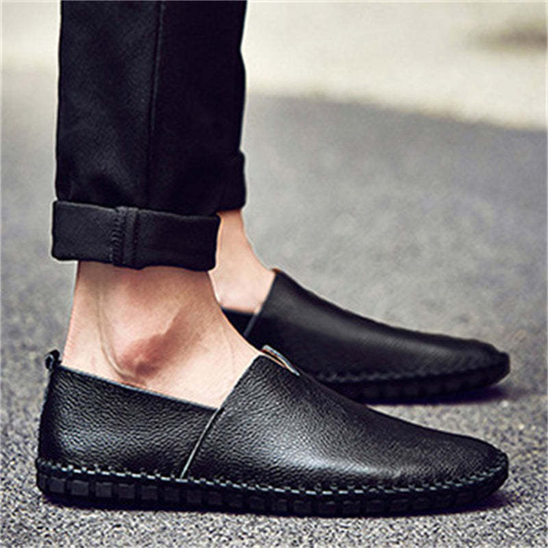 Grounding Men's Simple Pure Color Stitches Breathable Leather Barefoot Shoes