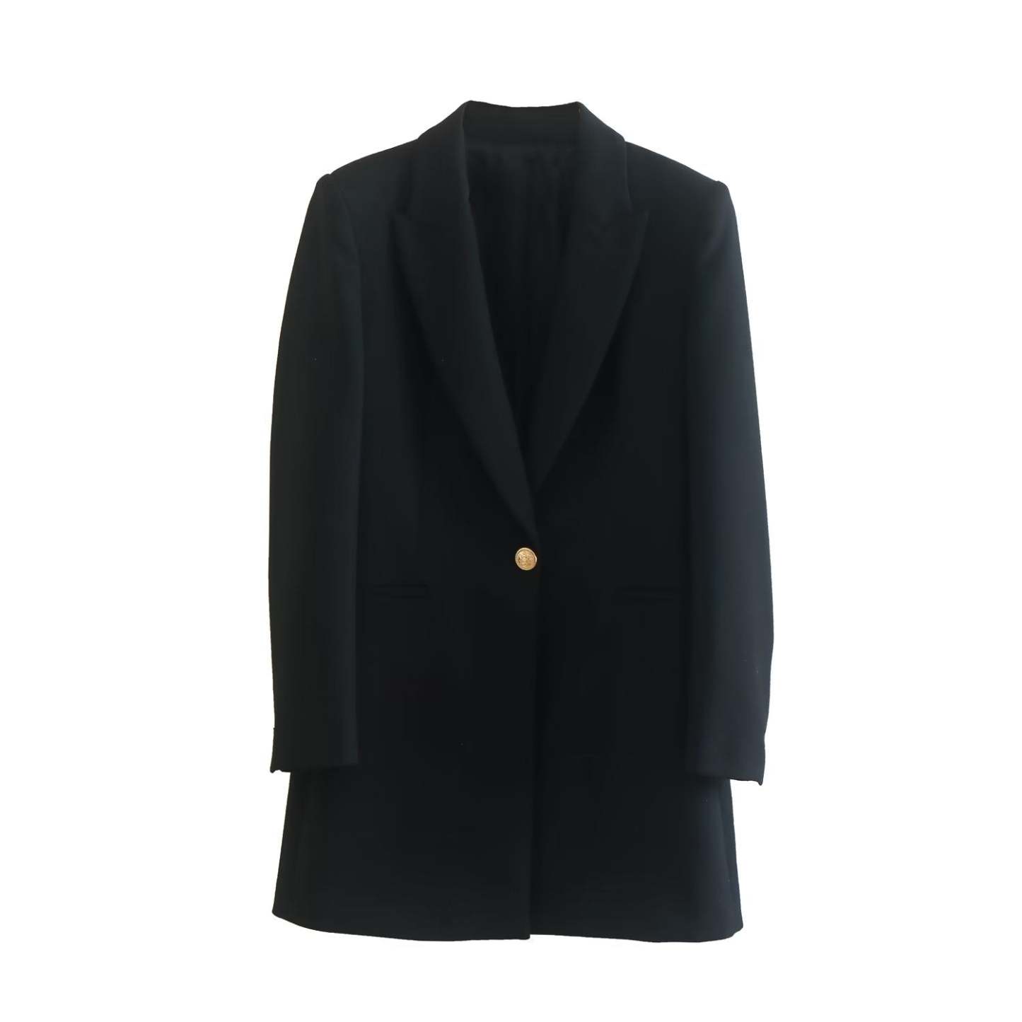 Long Ladies Blazer With Gold Button