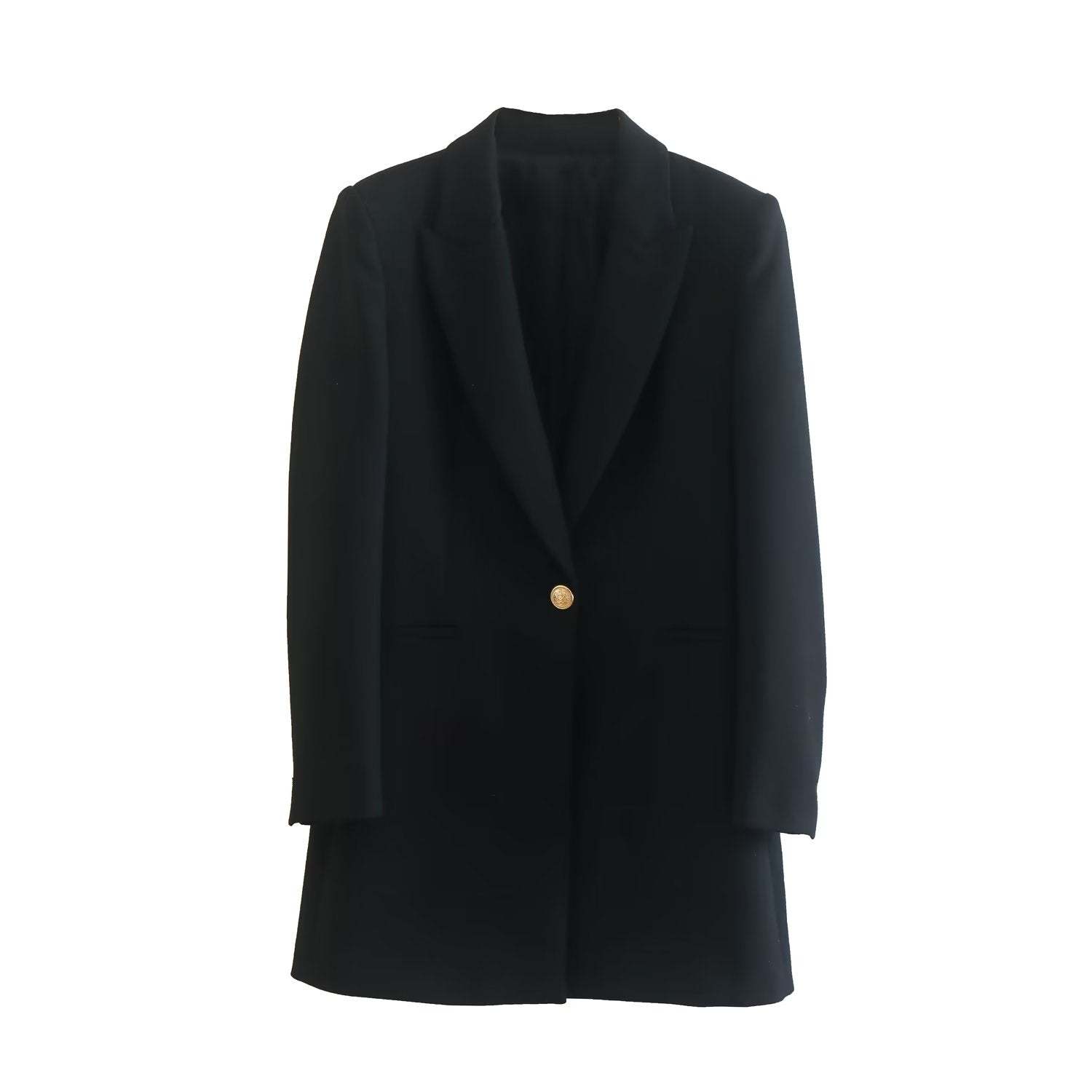Long Ladies Blazer With Gold Button