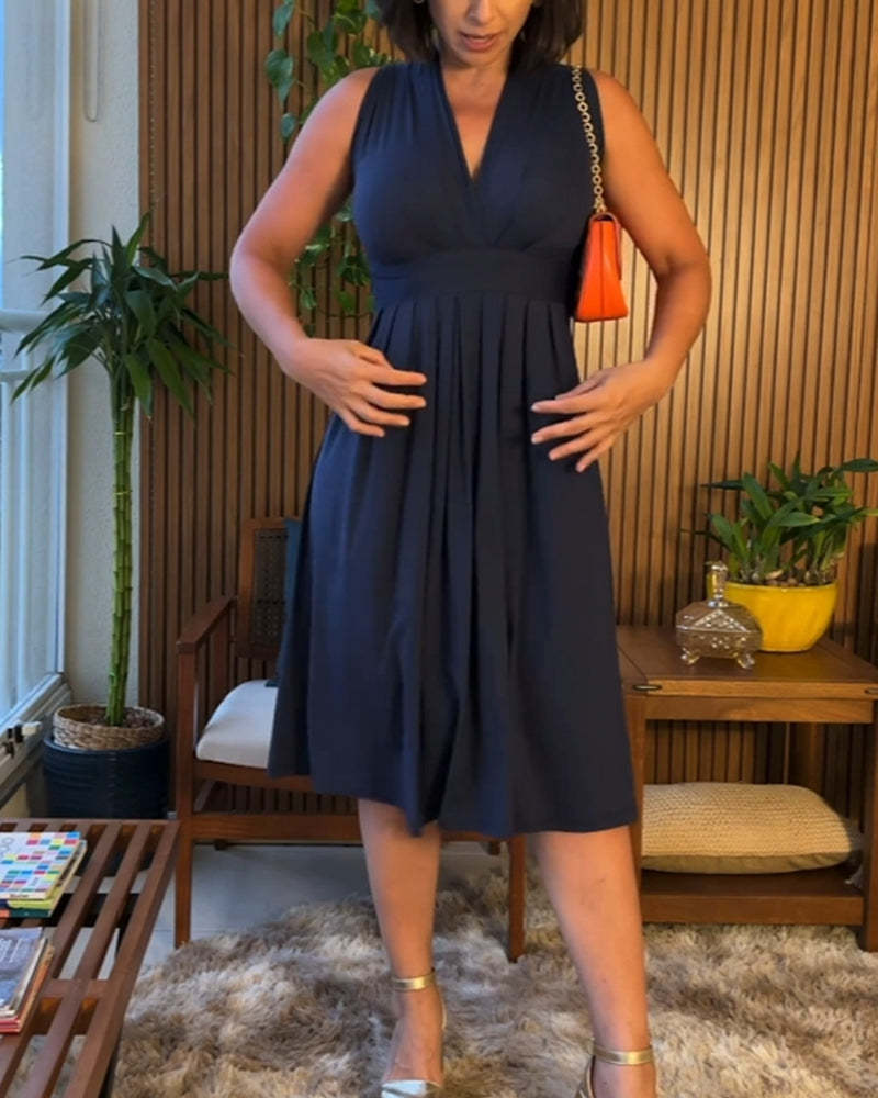V-neck Sleeveless Dress