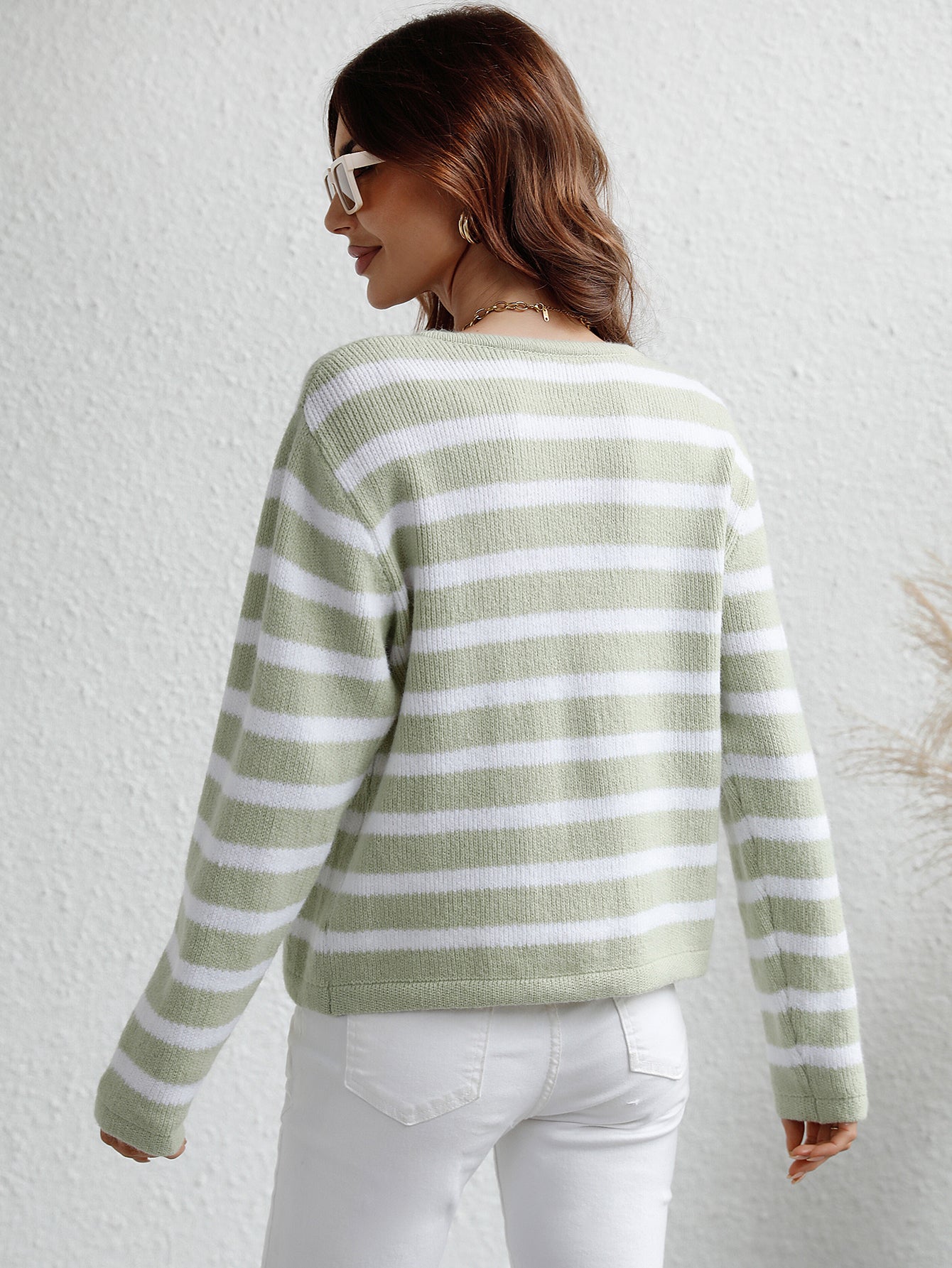 Striped Button-Up Cardigan