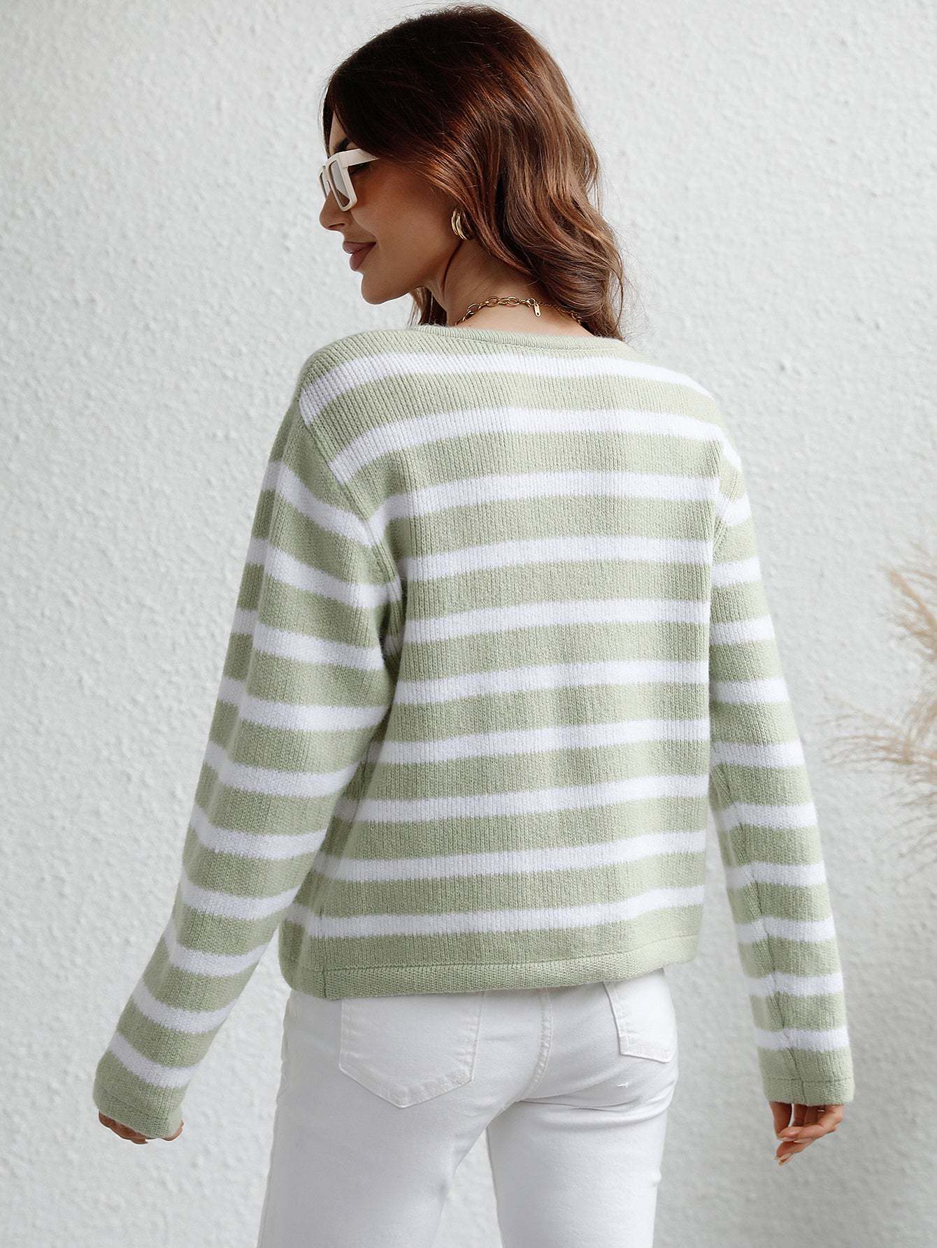 Striped Button-Up Cardigan