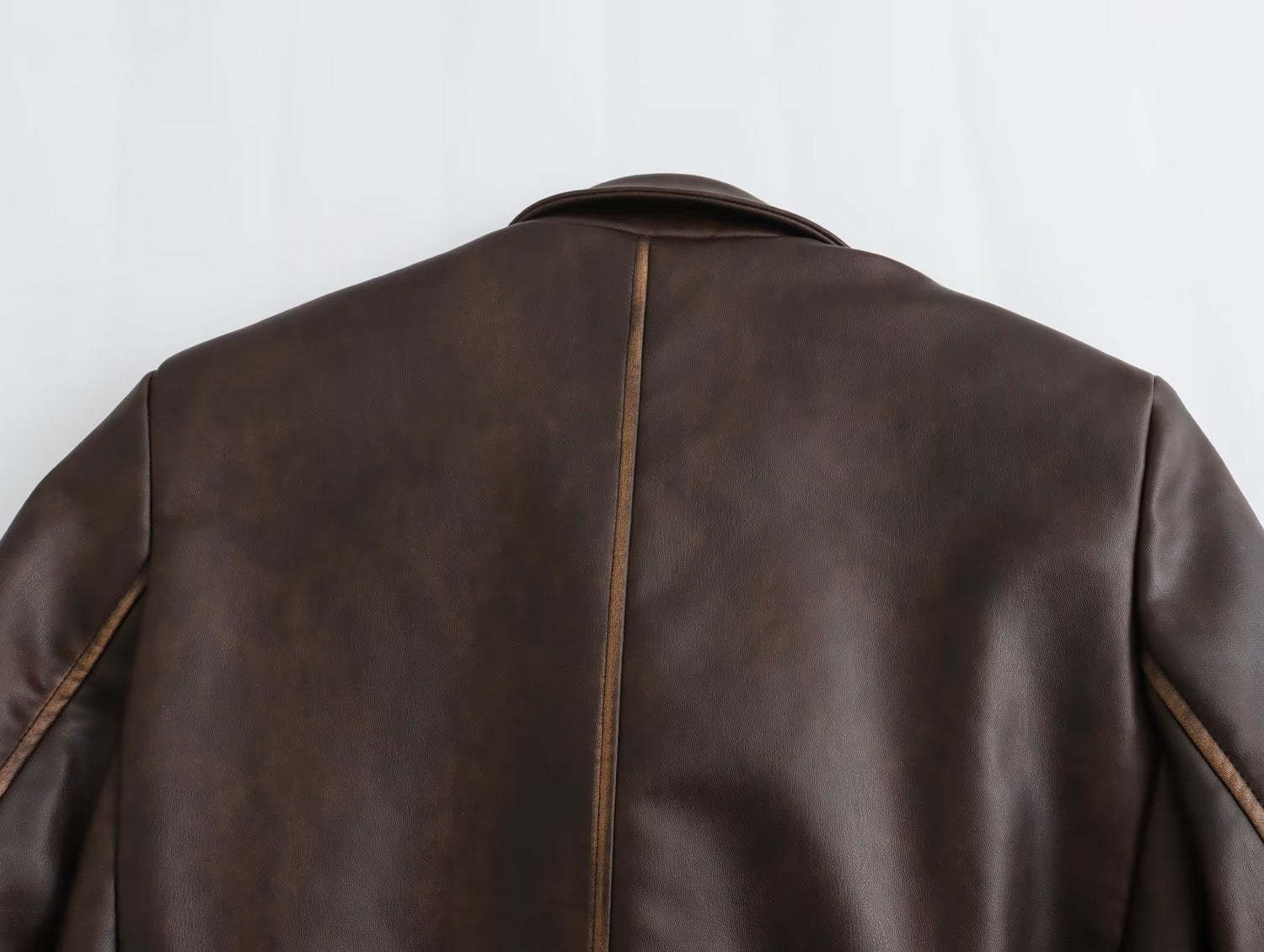 Women's Long Brown Leather Coat
