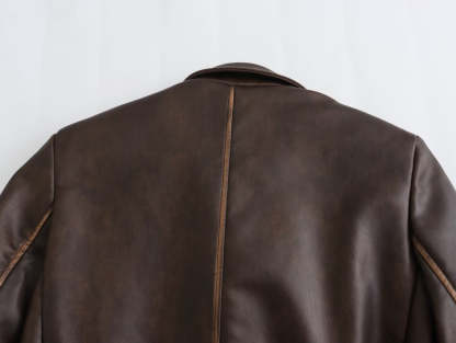 Women's Long Brown Leather Coat