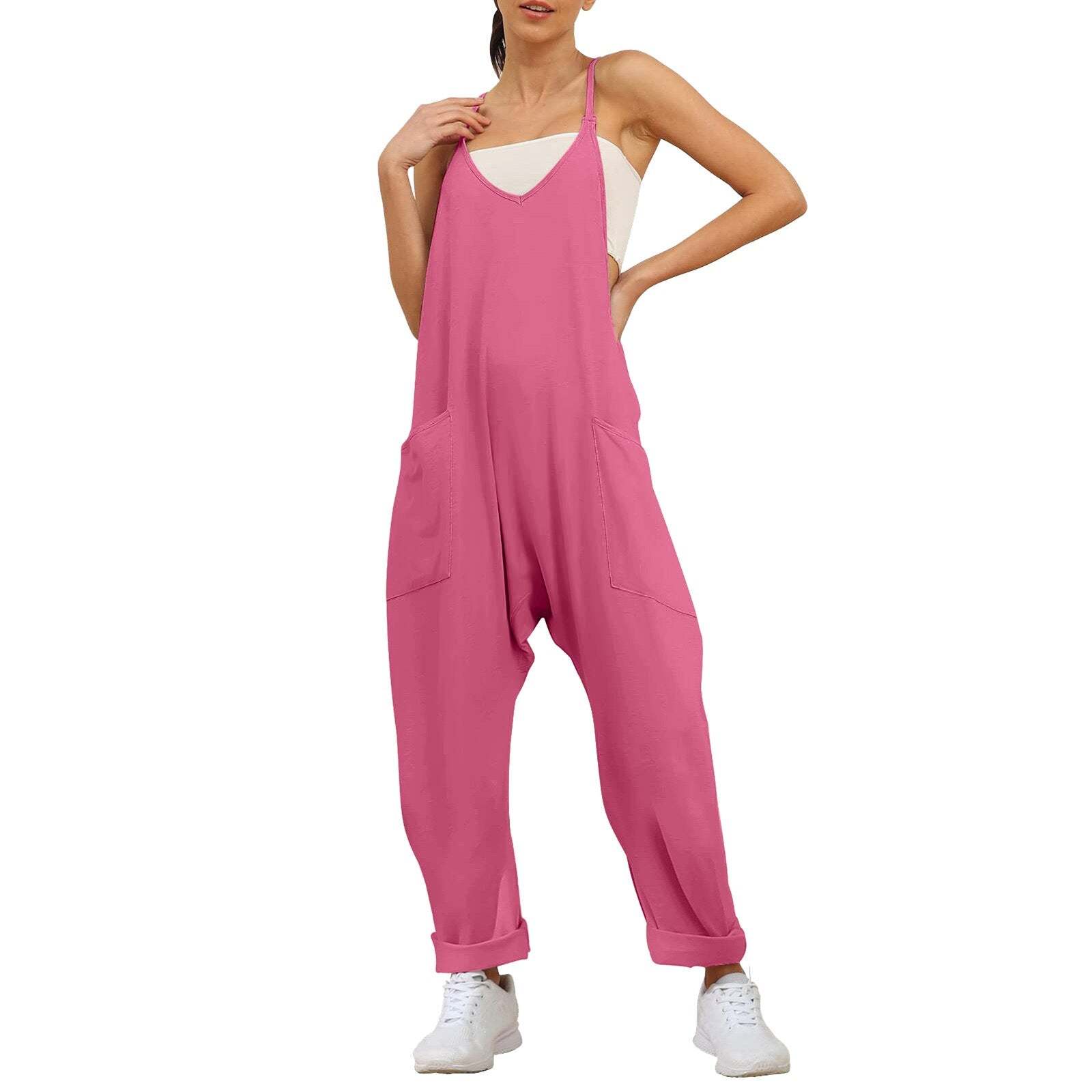 Jumpsuit with wide legs and pockets