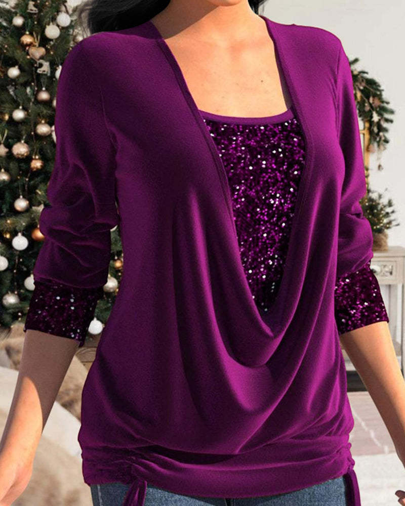 Long Sleeve Sequin Top