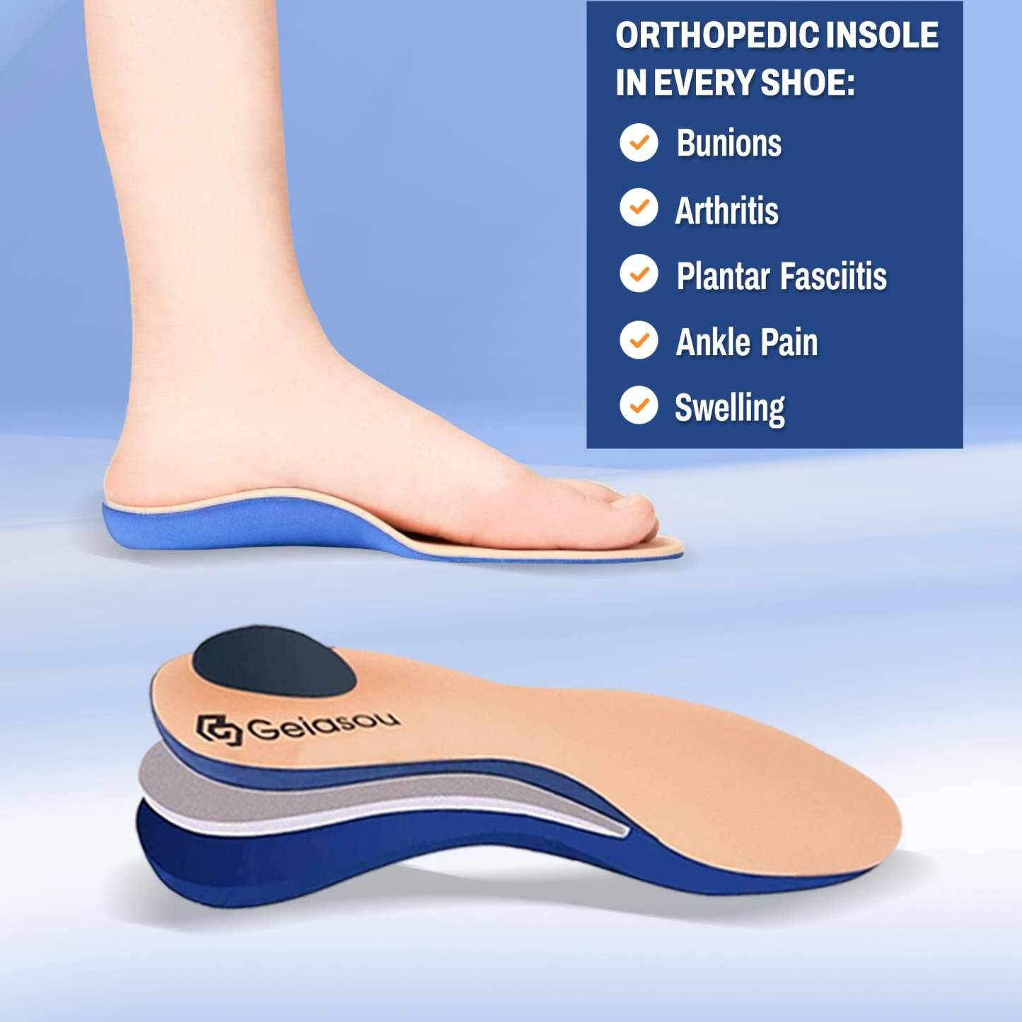 Orthopedic Men Shoes Breathable Arch Support Elastic Non-Slip Sole