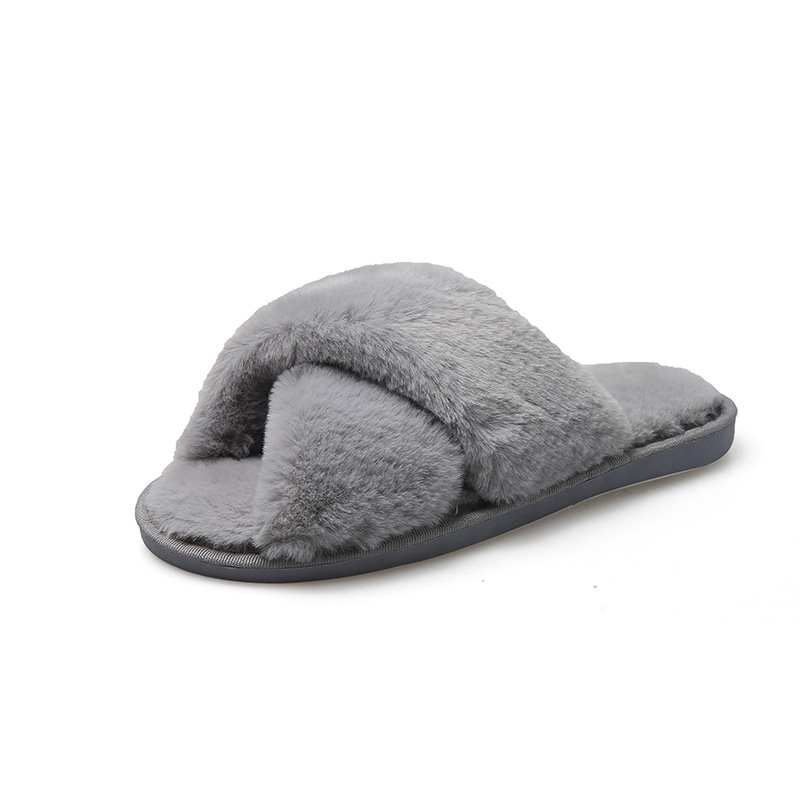 House Slippers Women Flat Soft Faux Fur Plus Plush Slides Super Warm W